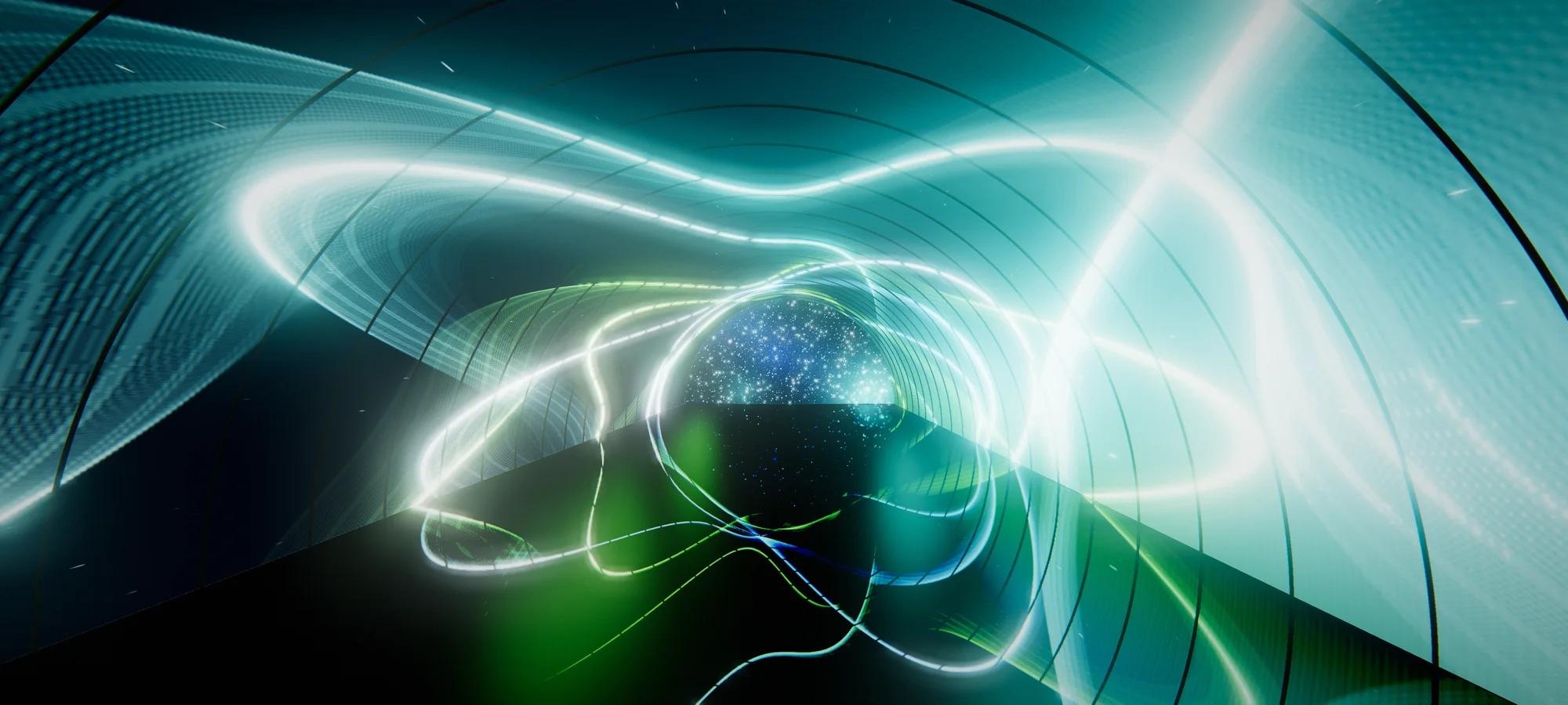 Immersive LED tunnel — illustrative visualisation